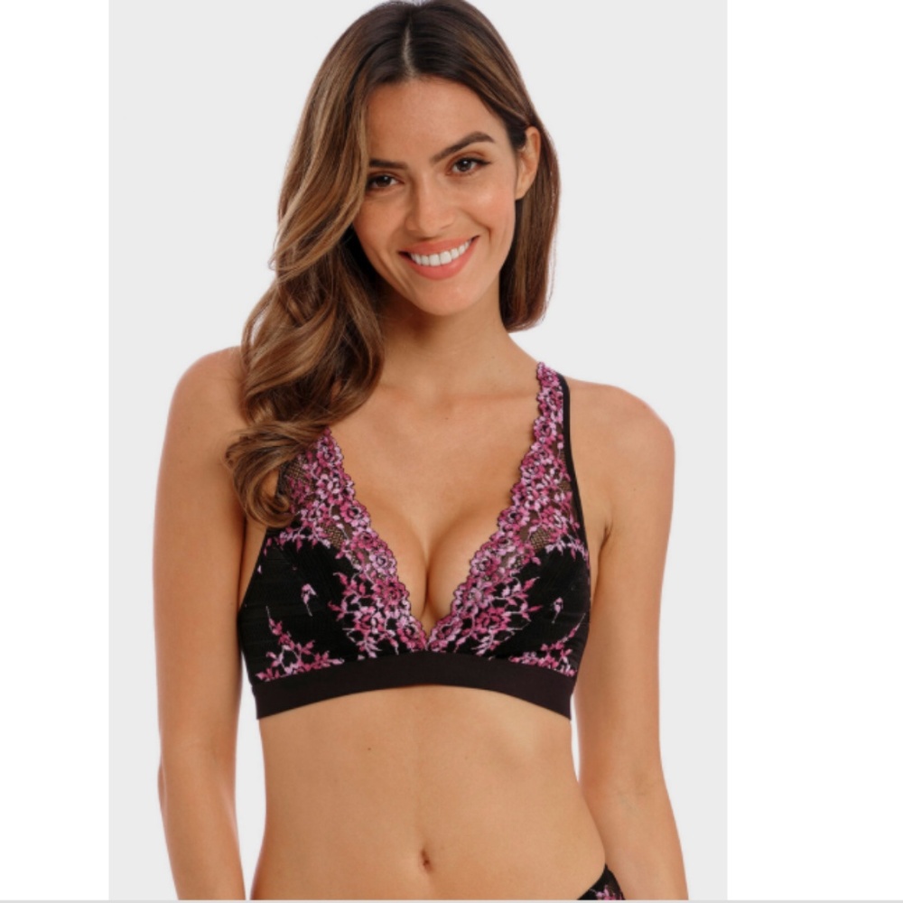 Wacoal Women's Embrace Lace Wire Free Bra in Black/Berry Multi | Size 32 | NWT